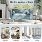 Christopher Knight Home Baird Velvet Bench with Nailhead Trim and Curved Arms, 2 Pillows and Wood Legs