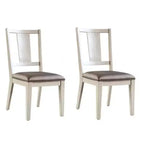 Royal Hampton Side Dining Chair Set of 2, Faceted Panel Back, White Wood, Gray