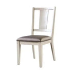 Royal Hampton Side Dining Chair Set of 2, Faceted Panel Back, White Wood, Gray