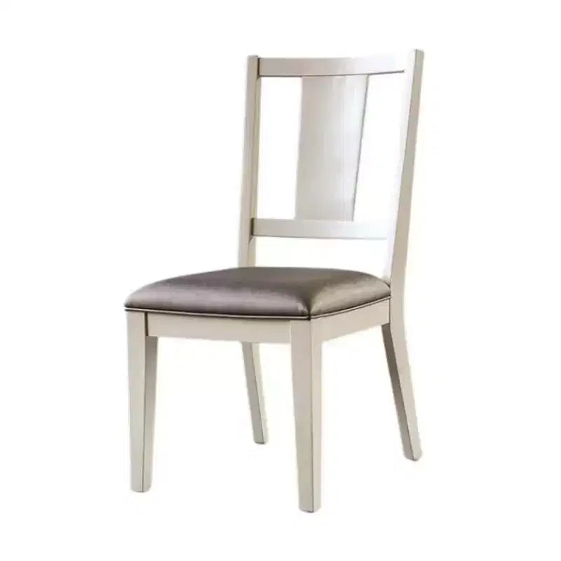 Royal Hampton Side Dining Chair Set of 2, Faceted Panel Back, White Wood, Gray