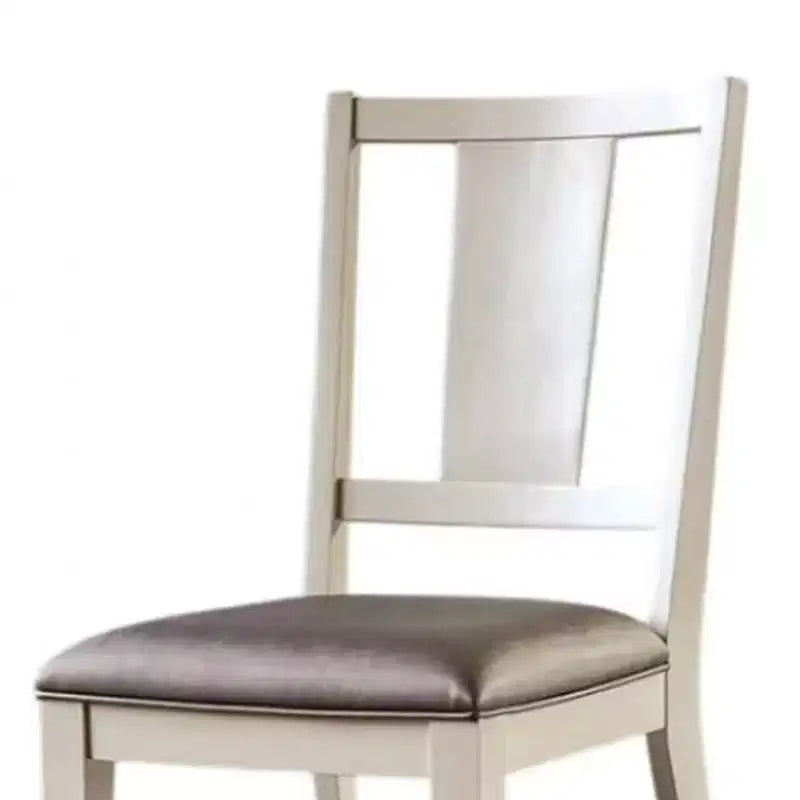 Royal Hampton Side Dining Chair Set of 2, Faceted Panel Back, White Wood, Gray