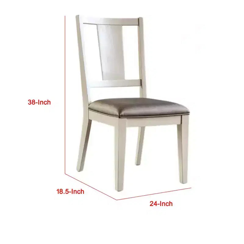 Royal Hampton Side Dining Chair Set of 2, Faceted Panel Back, White Wood, Gray