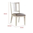 Royal Hampton Side Dining Chair Set of 2, Faceted Panel Back, White Wood, Gray