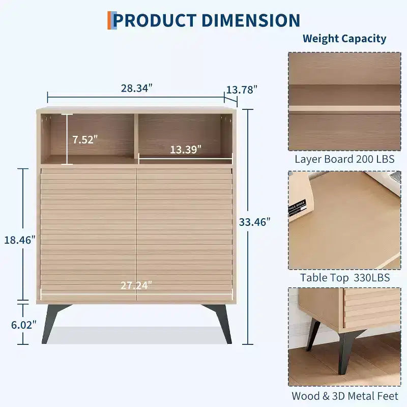 Farmhouse Coffee Bar Cabinet, Kitchen Storage Cabinet with Drawer and Adjustable Shelves