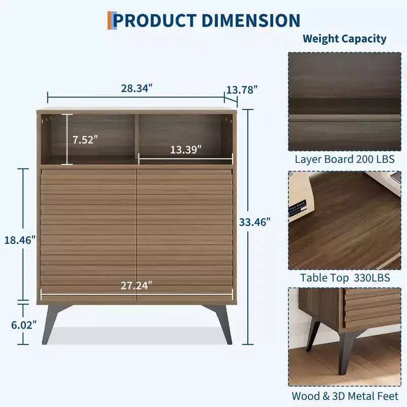 Farmhouse Coffee Bar Cabinet, Kitchen Storage Cabinet with Drawer and Adjustable Shelves