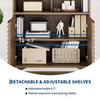 Farmhouse Coffee Bar Cabinet, Kitchen Storage Cabinet with Drawer and Adjustable Shelves