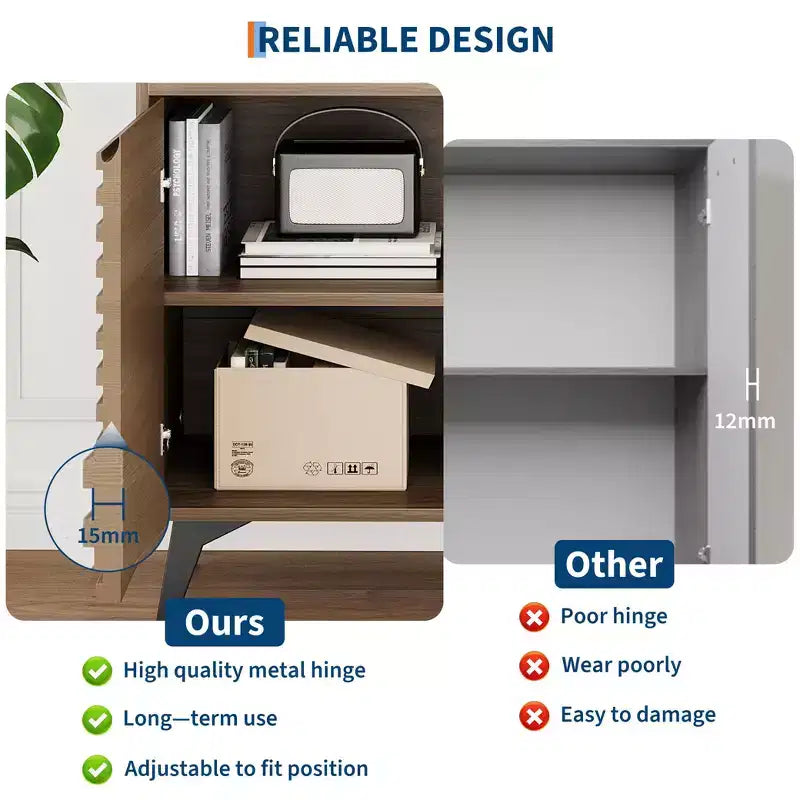 Farmhouse Coffee Bar Cabinet, Kitchen Storage Cabinet with Drawer and Adjustable Shelves