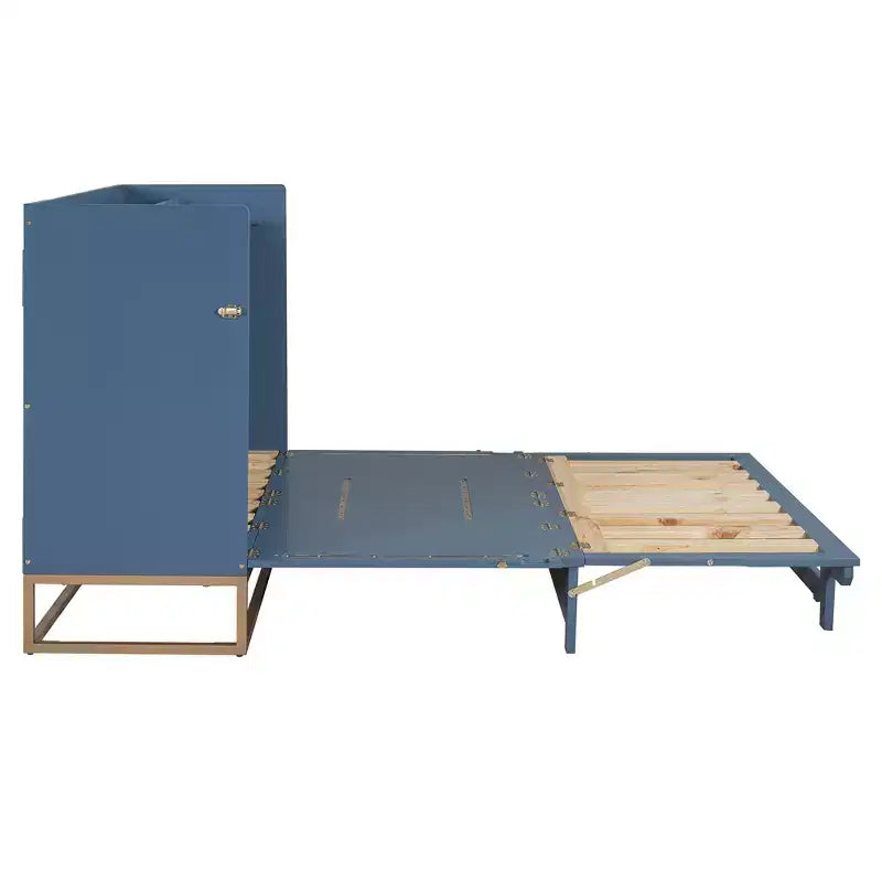 Queen Murphy Bed Wall Bed with Gold Leg, Queen Size Cabinet Bed Folding Wall Bed for Guest Room Office