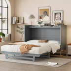 Queen Murphy Bed Wall Bed with Gold Leg, Queen Size Cabinet Bed Folding Wall Bed for Guest Room Office