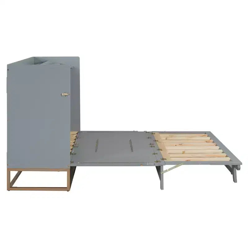 Queen Murphy Bed Wall Bed with Gold Leg, Queen Size Cabinet Bed Folding Wall Bed for Guest Room Office