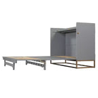 Queen Murphy Bed Wall Bed with Gold Leg, Queen Size Cabinet Bed Folding Wall Bed for Guest Room Office