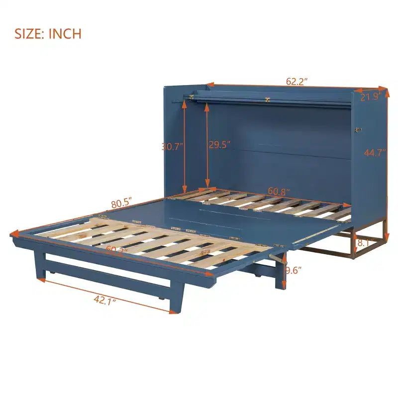 Queen Murphy Bed Wall Bed with Gold Leg, Queen Size Cabinet Bed Folding Wall Bed for Guest Room Office