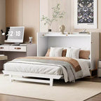 Queen Murphy Bed Wall Bed with Gold Leg, Queen Size Cabinet Bed Folding Wall Bed for Guest Room Office