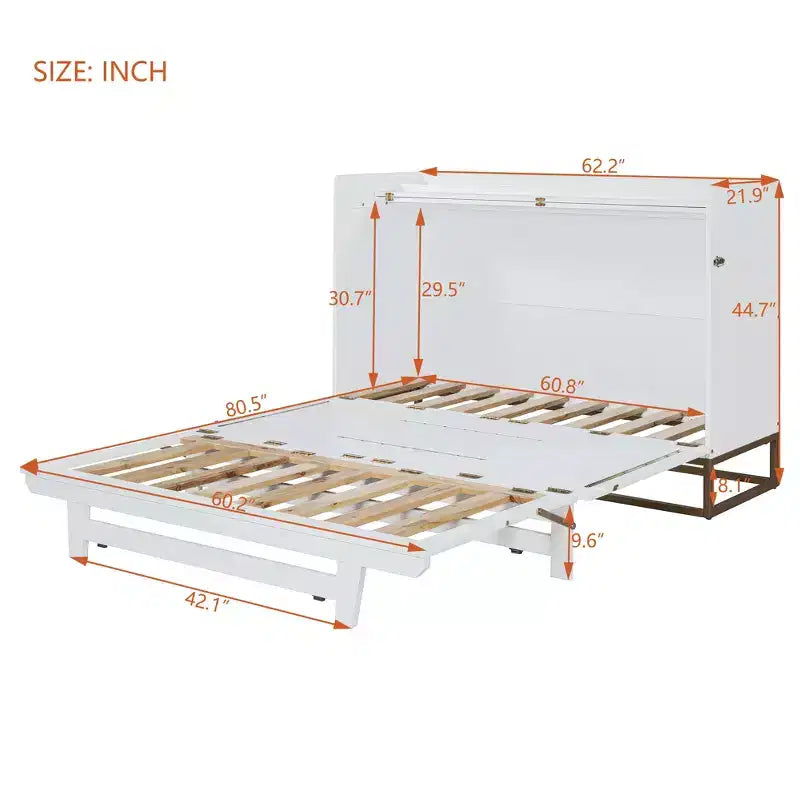 Queen Murphy Bed Wall Bed with Gold Leg, Queen Size Cabinet Bed Folding Wall Bed for Guest Room Office