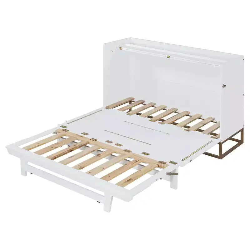 Queen Murphy Bed Wall Bed with Gold Leg, Queen Size Cabinet Bed Folding Wall Bed for Guest Room Office