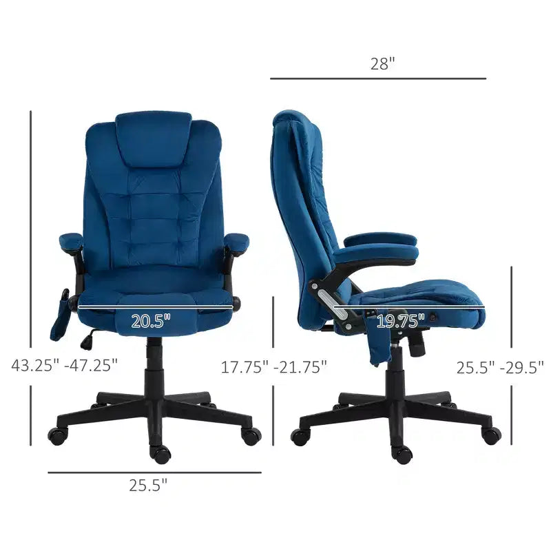6 Point Executive Office Chair with Heat, Velvet High Back Vibrating Massage Office Chair