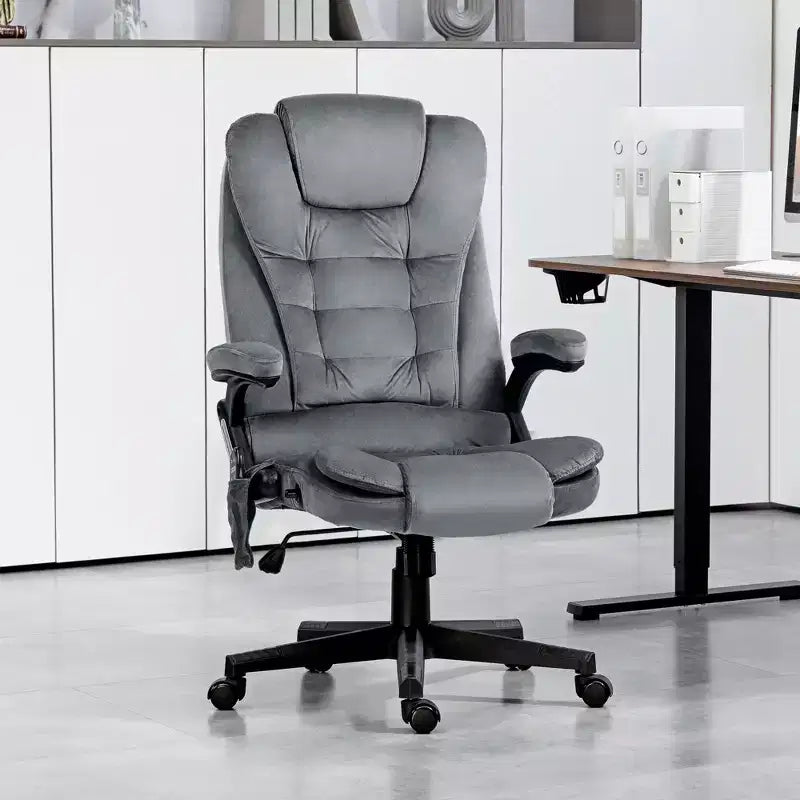 6 Point Executive Office Chair with Heat, Velvet High Back Vibrating Massage Office Chair