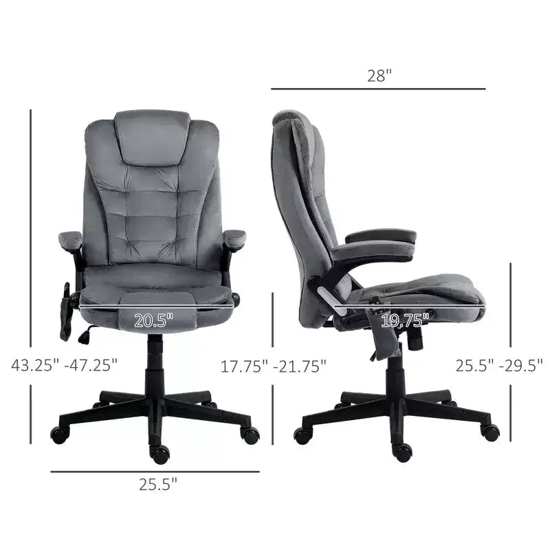 6 Point Executive Office Chair with Heat, Velvet High Back Vibrating Massage Office Chair