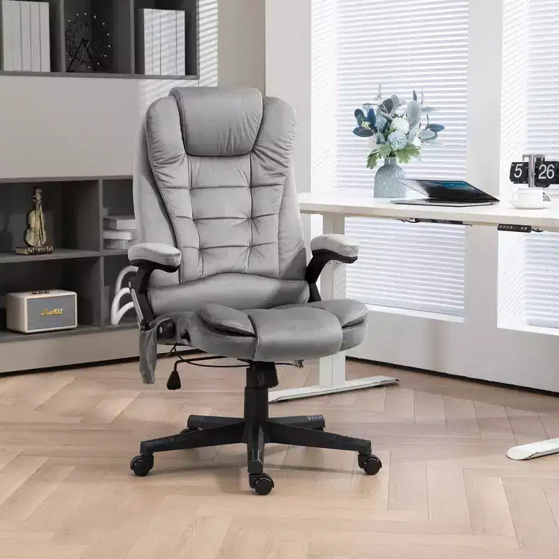 6 Point Executive Office Chair with Heat, Velvet High Back Vibrating Massage Office Chair