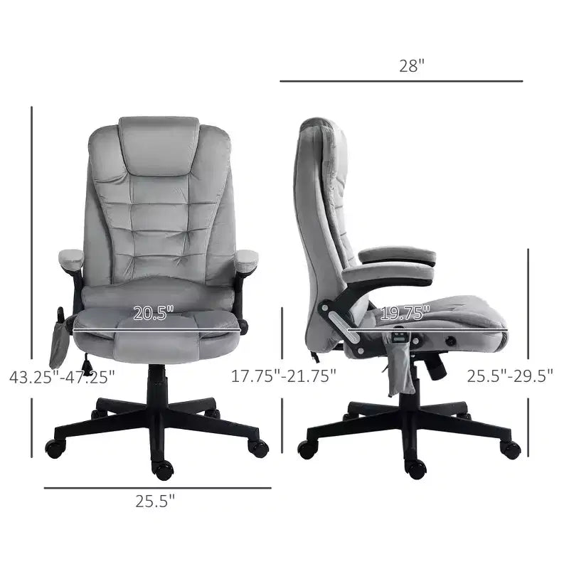 6 Point Executive Office Chair with Heat, Velvet High Back Vibrating Massage Office Chair