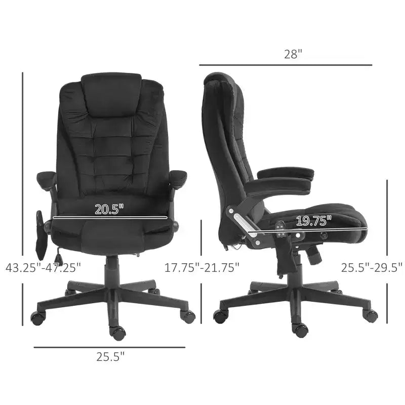 6 Point Executive Office Chair with Heat, Velvet High Back Vibrating Massage Office Chair