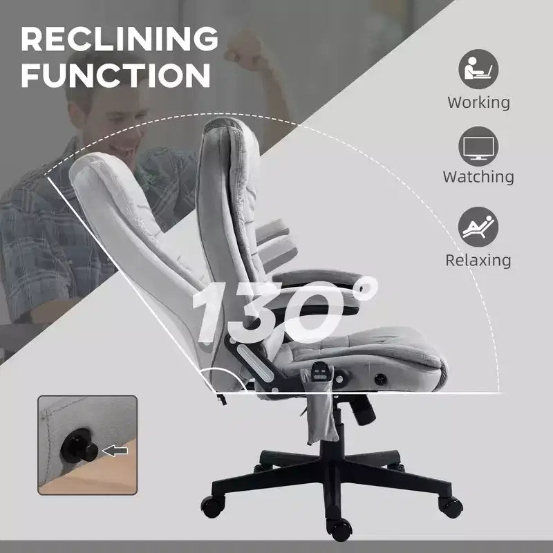 6 Point Executive Office Chair with Heat, Velvet High Back Vibrating Massage Office Chair