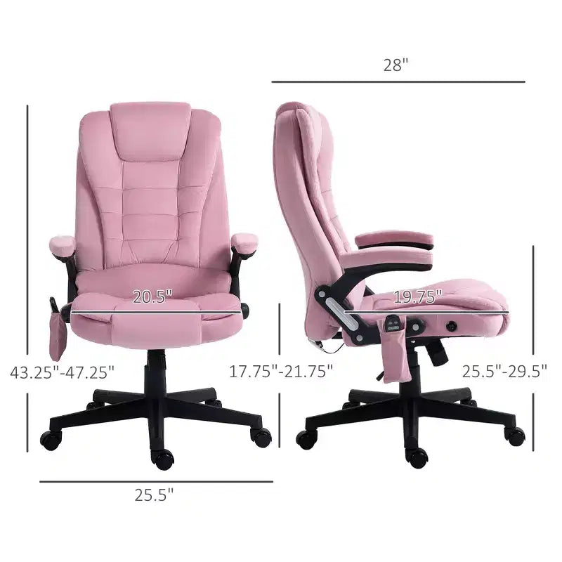 6 Point Executive Office Chair with Heat, Velvet High Back Vibrating Massage Office Chair