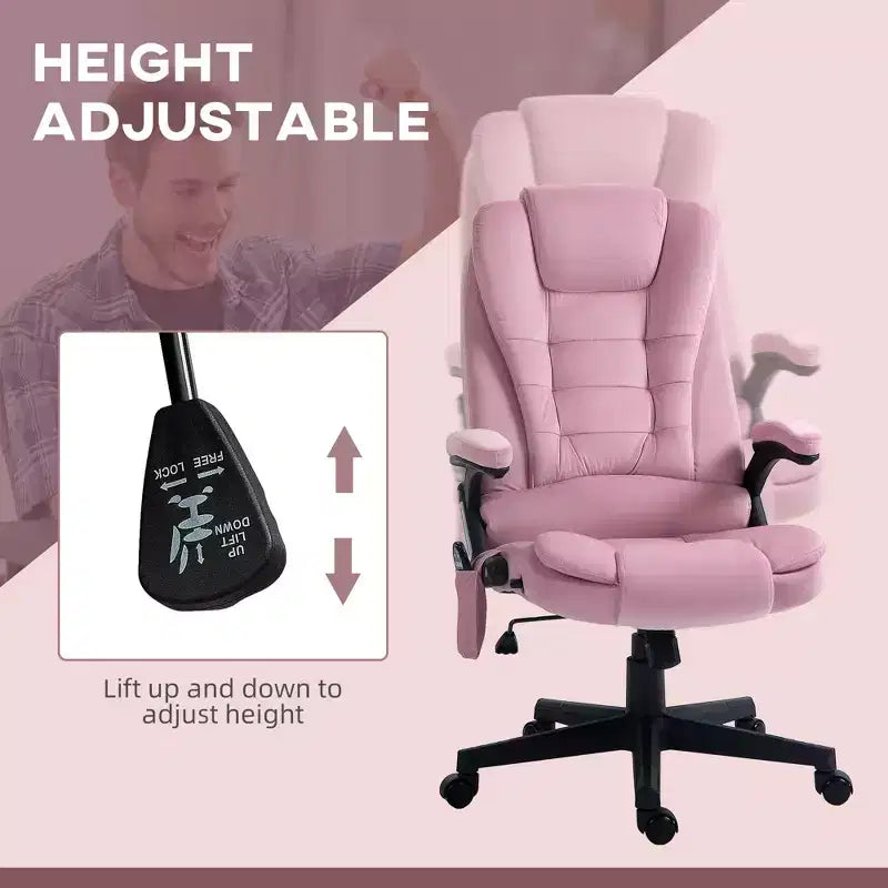6 Point Executive Office Chair with Heat, Velvet High Back Vibrating Massage Office Chair