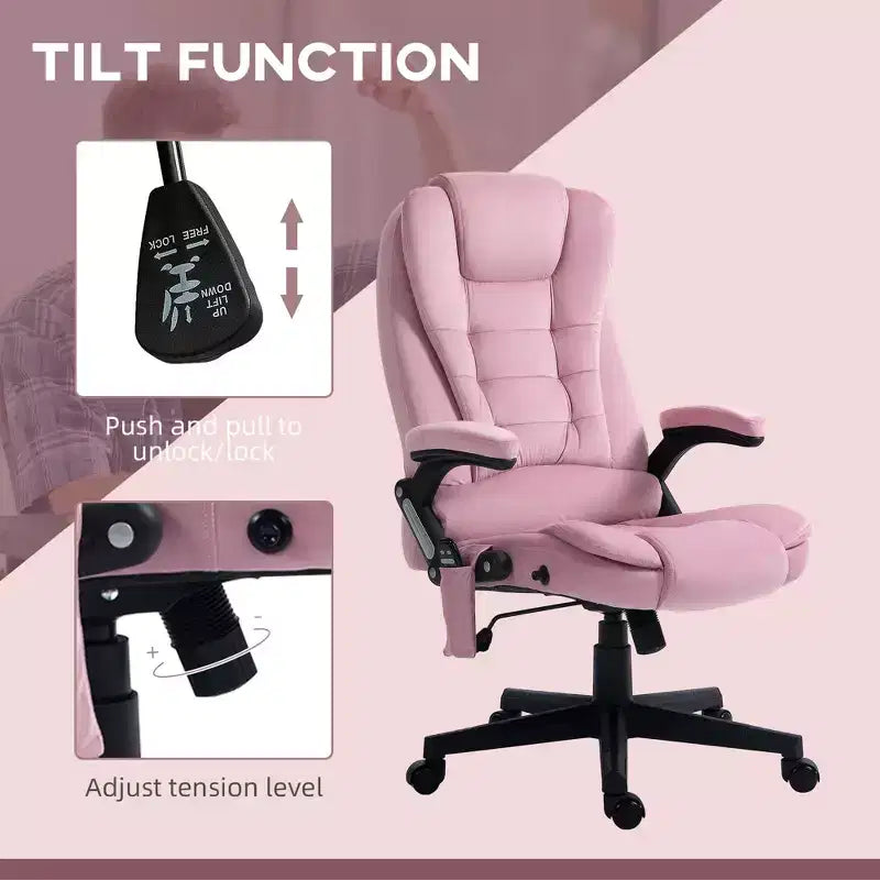 6 Point Executive Office Chair with Heat, Velvet High Back Vibrating Massage Office Chair