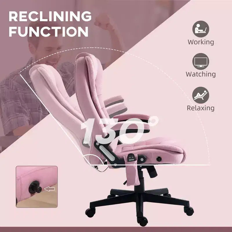 6 Point Executive Office Chair with Heat, Velvet High Back Vibrating Massage Office Chair