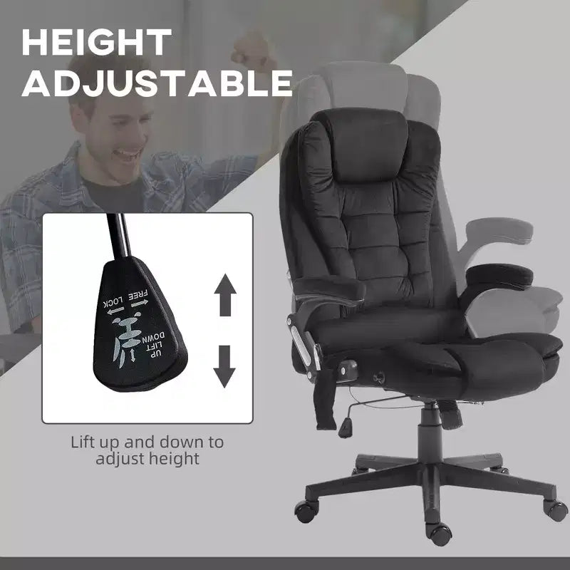 6 Point Executive Office Chair with Heat, Velvet High Back Vibrating Massage Office Chair