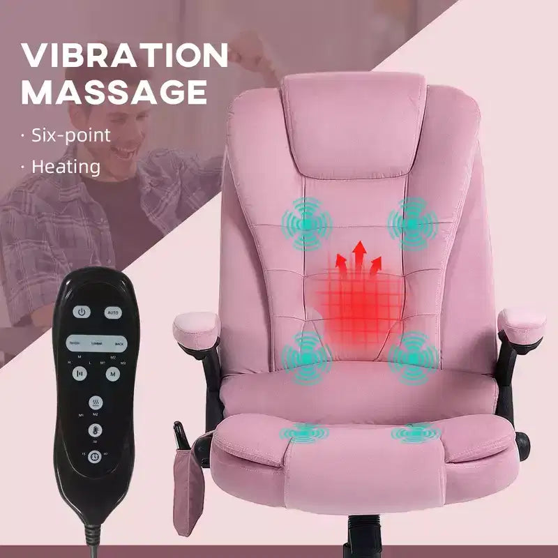 6 Point Executive Office Chair with Heat, Velvet High Back Vibrating Massage Office Chair