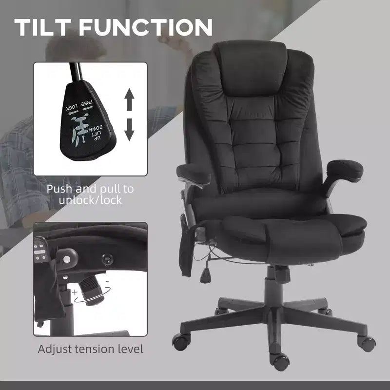 6 Point Executive Office Chair with Heat, Velvet High Back Vibrating Massage Office Chair