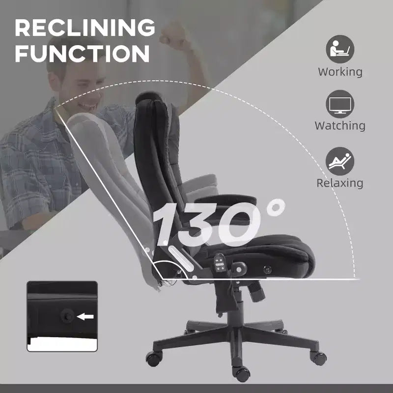 6 Point Executive Office Chair with Heat, Velvet High Back Vibrating Massage Office Chair