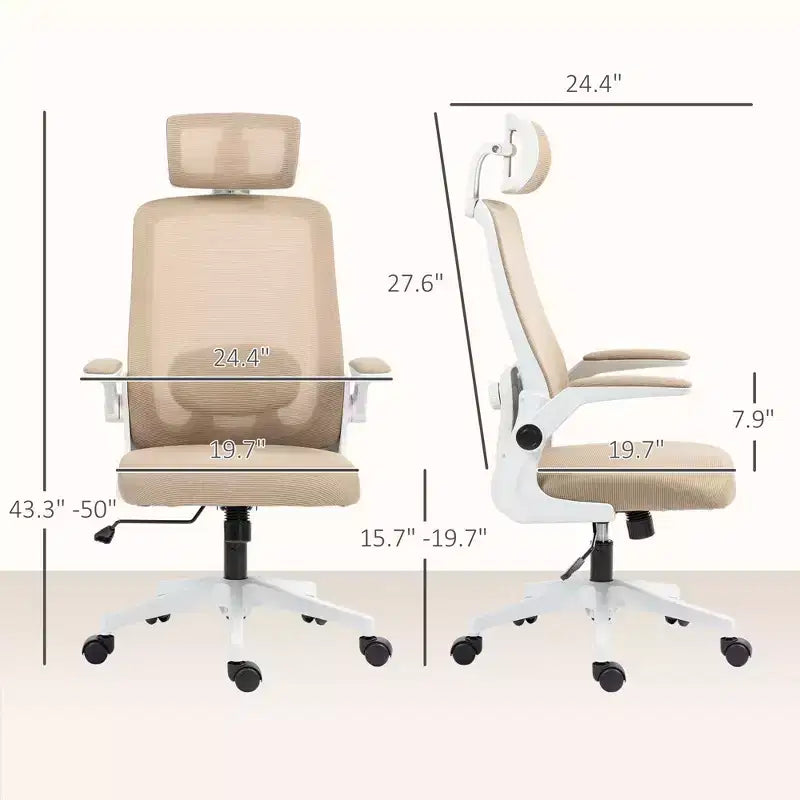 Chaise de bureau en maille, chaise de bureau ergonomique avec accoudoir relevable, appui-tête rotatif, support lombaire réglable