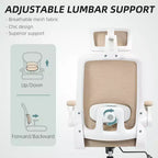 Chaise de bureau en maille, chaise de bureau ergonomique avec accoudoir relevable, appui-tête rotatif, support lombaire réglable