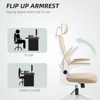 Chaise de bureau en maille, chaise de bureau ergonomique avec accoudoir relevable, appui-tête rotatif, support lombaire réglable