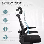 Chaise de bureau en maille, chaise de bureau ergonomique avec accoudoir relevable, appui-tête rotatif, support lombaire réglable