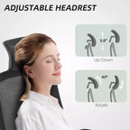 Chaise de bureau en maille, chaise de bureau ergonomique avec accoudoir relevable, appui-tête rotatif, support lombaire réglable