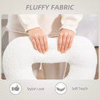 Armless Computer Desk Chair, Office Task Chair, Teddy Fleece Heart Makeup Vanity Chair with Swivel Wheels