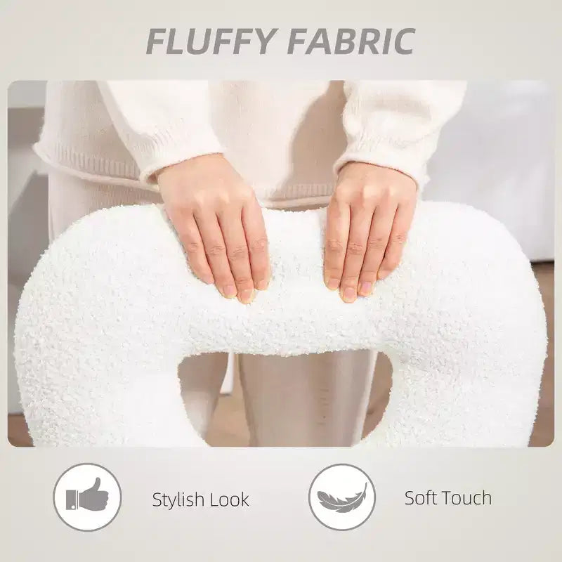 Armless Computer Desk Chair, Office Task Chair, Teddy Fleece Heart Makeup Vanity Chair with Swivel Wheels