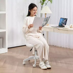 Armless Computer Desk Chair, Office Task Chair, Teddy Fleece Heart Makeup Vanity Chair with Swivel Wheels