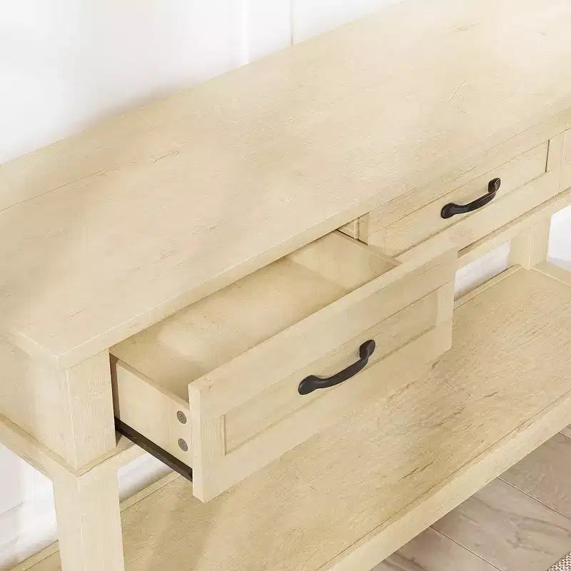 54 Entryway Console Table with 3 Drawers, 2 Tier Wooden Narrow Sofa Table Behind Couch, Rectangular Hallway Table for Entryway Living Room