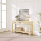 54 Entryway Console Table with 3 Drawers, 2 Tier Wooden Narrow Sofa Table Behind Couch, Rectangular Hallway Table for Entryway Living Room