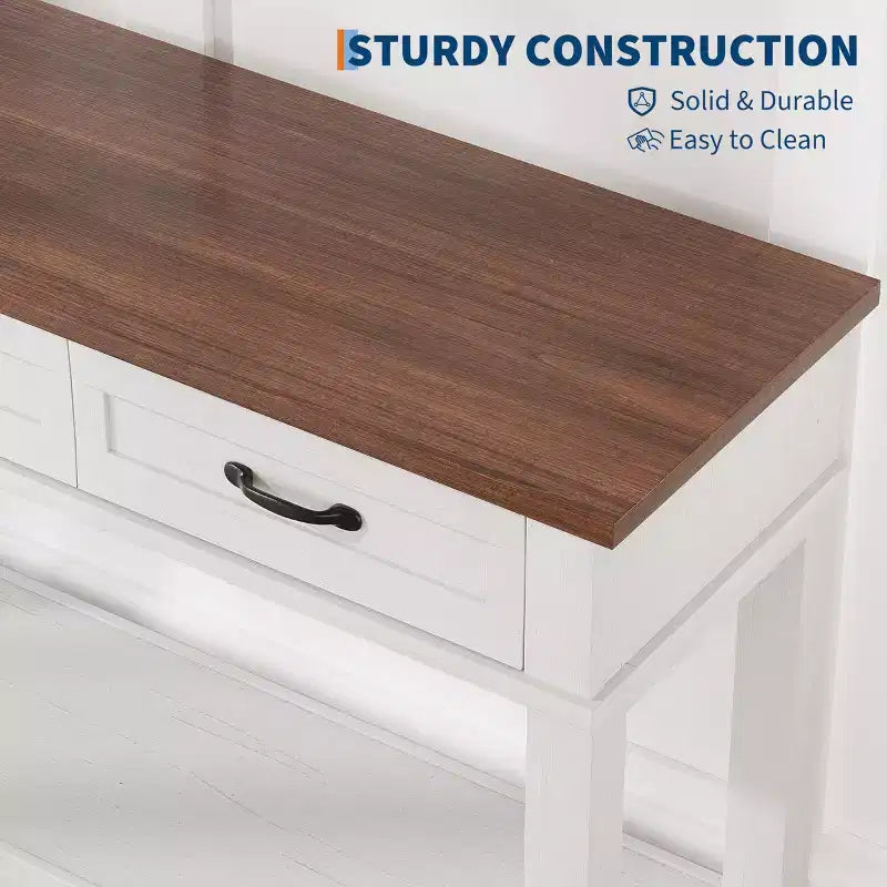 54 Entryway Console Table with 3 Drawers, 2 Tier Wooden Narrow Sofa Table Behind Couch, Rectangular Hallway Table for Entryway Living Room