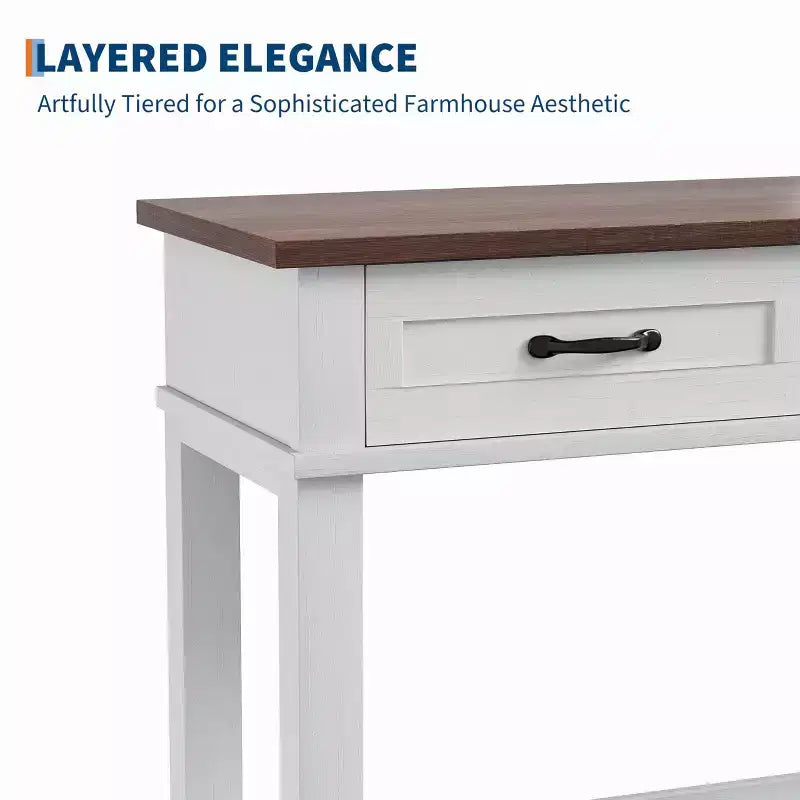 54 Entryway Console Table with 3 Drawers, 2 Tier Wooden Narrow Sofa Table Behind Couch, Rectangular Hallway Table for Entryway Living Room