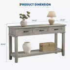 54 Entryway Console Table with 3 Drawers, 2 Tier Wooden Narrow Sofa Table Behind Couch, Rectangular Hallway Table for Entryway Living Room