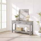 54 Entryway Console Table with 3 Drawers, 2 Tier Wooden Narrow Sofa Table Behind Couch, Rectangular Hallway Table for Entryway Living Room