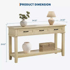 54 Entryway Console Table with 3 Drawers, 2 Tier Wooden Narrow Sofa Table Behind Couch, Rectangular Hallway Table for Entryway Living Room
