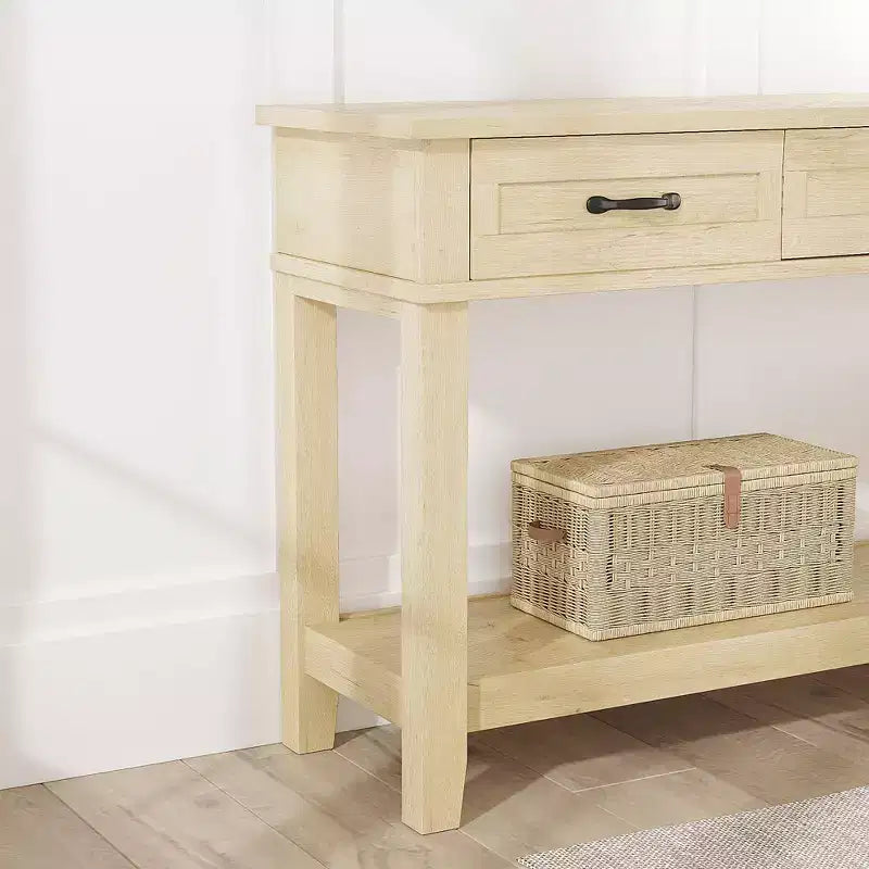 54 Entryway Console Table with 3 Drawers, 2 Tier Wooden Narrow Sofa Table Behind Couch, Rectangular Hallway Table for Entryway Living Room
